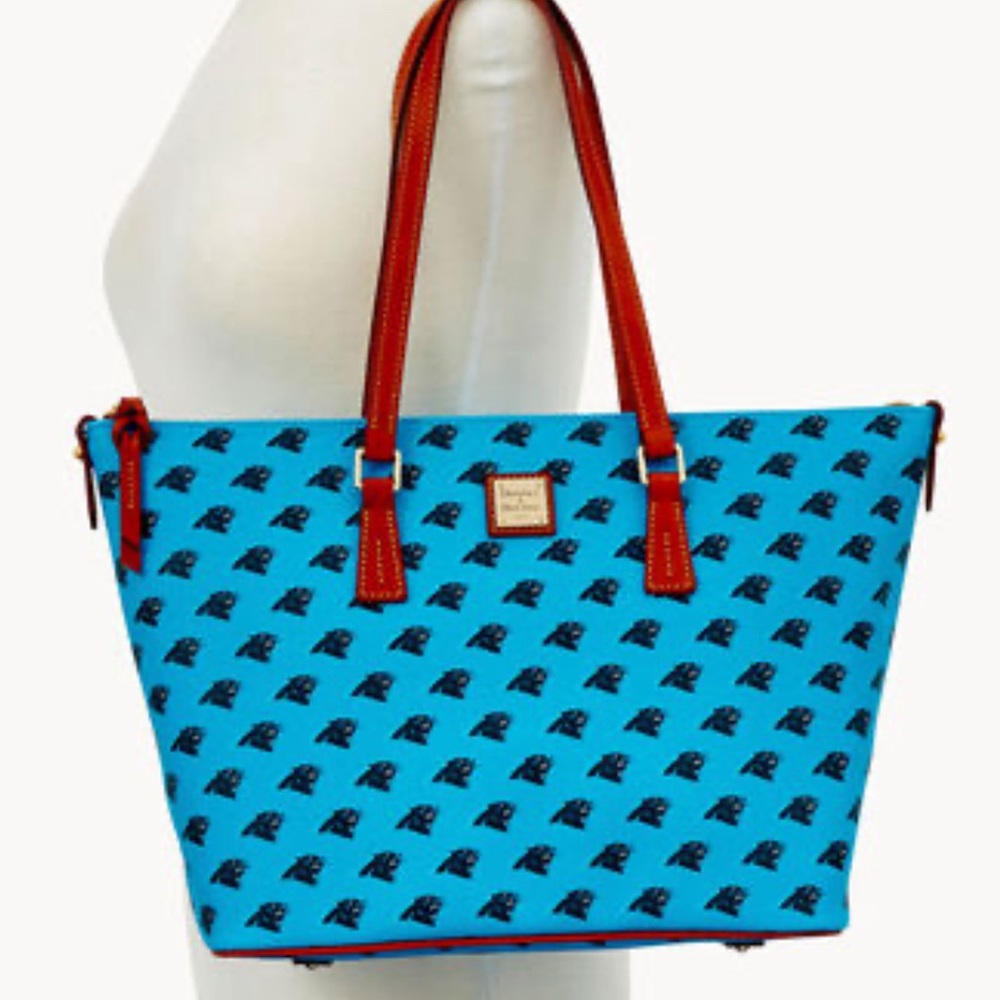 Dooney & Bourke Carolina Panthers Large Zip Top Shopper-new